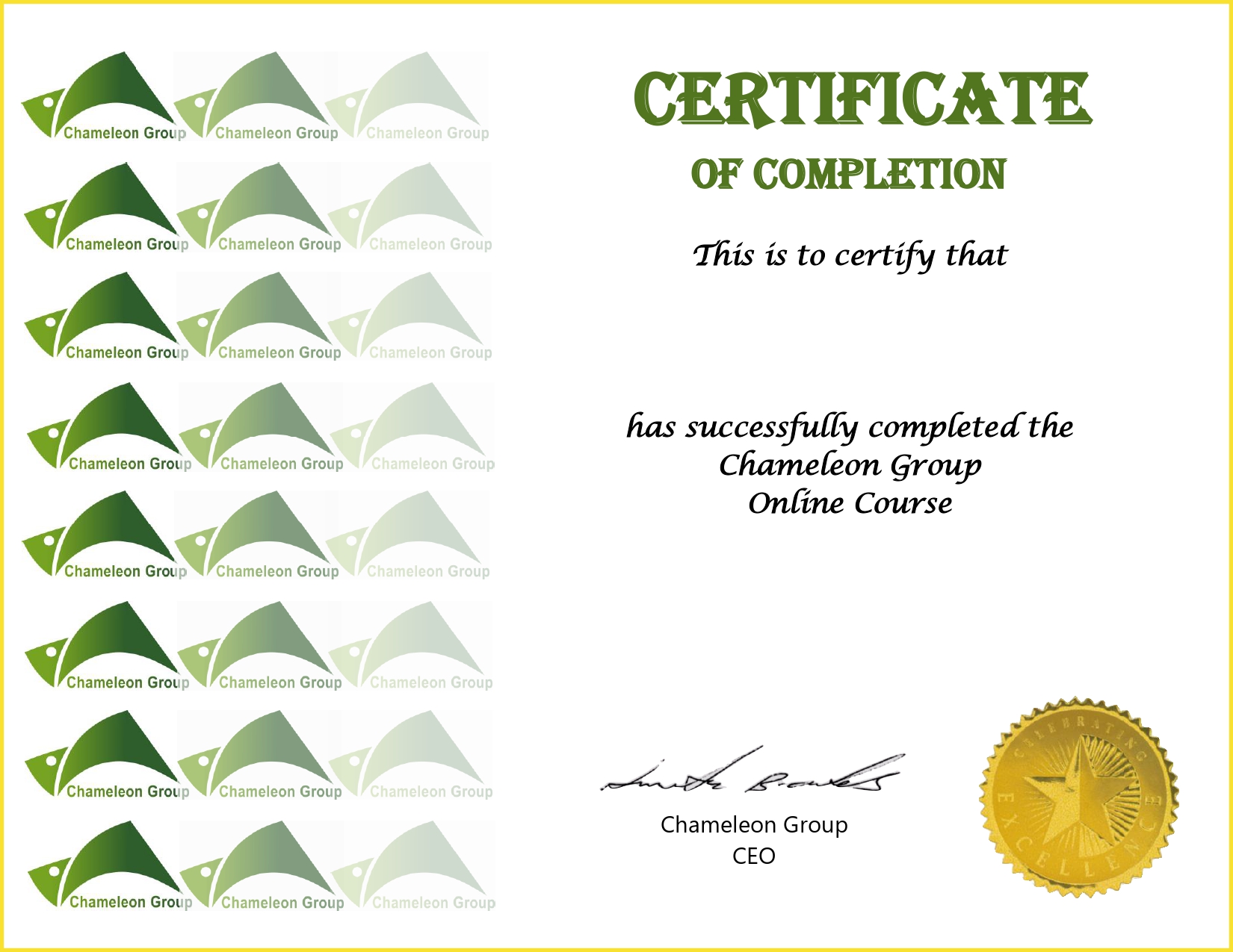 Sample certificate of completion